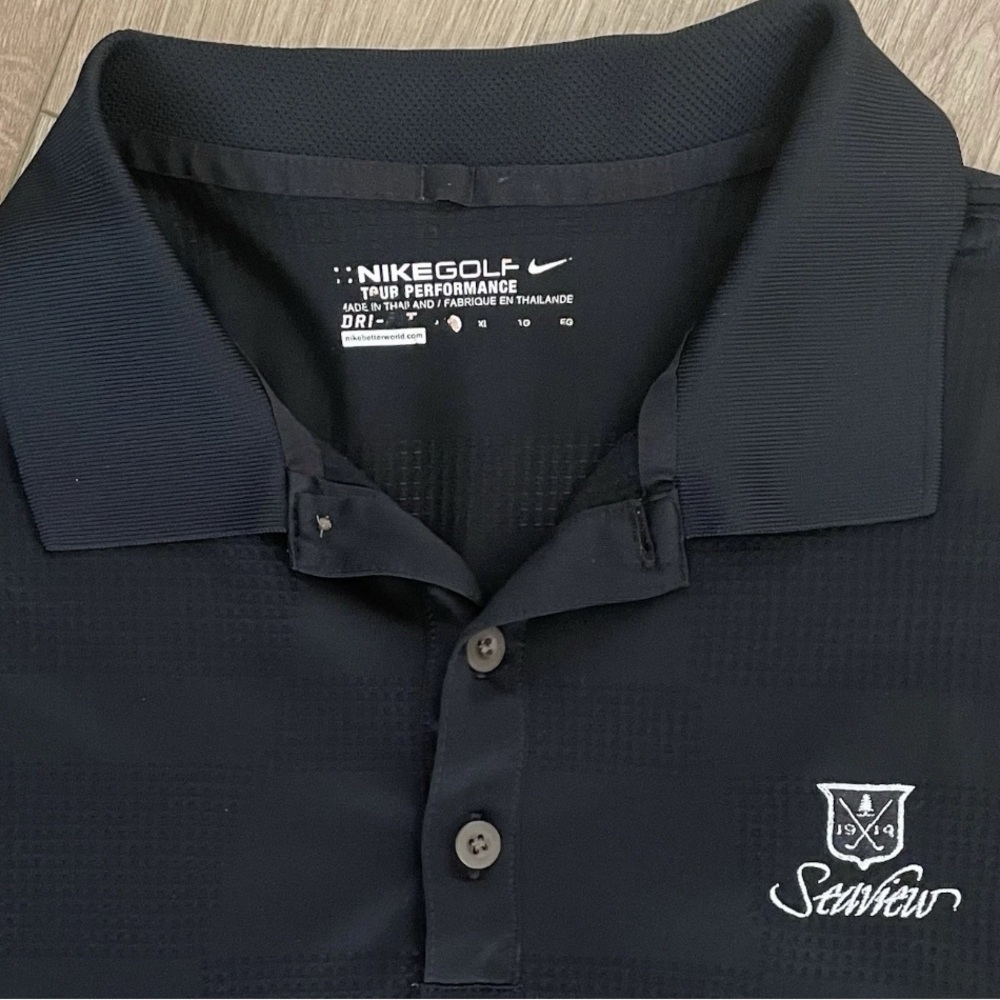 Nike Golf Tour Performance Dri-Fit Polo Mens XL Black Shirt~ SEAVIEW Embroidered